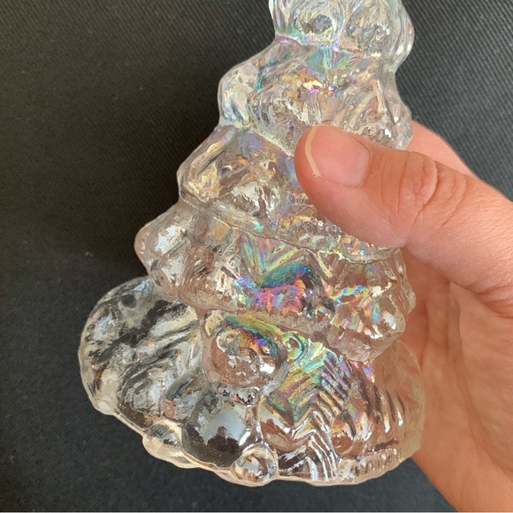 Carnival Iridescent Clear Glass Hollow Christmas Tree with Teddy Bear & Star - Picture 4 of 8